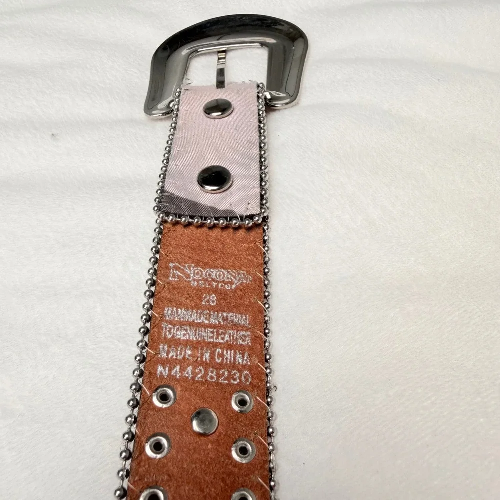 Nocona Y2K Pink Mossy Oak Camo Belt Size 28 Rhinestone Studded Western
